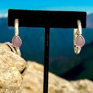 Moonstone Silver Hoop Earrings